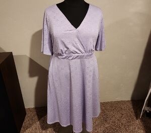 BloomChic Lavender Eyelet Midi Dress